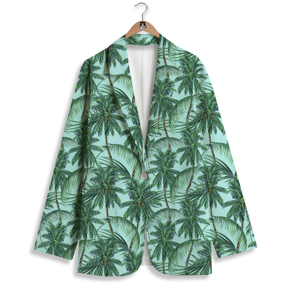 Coconut Leaf Print Women's Blazer-grizzshop