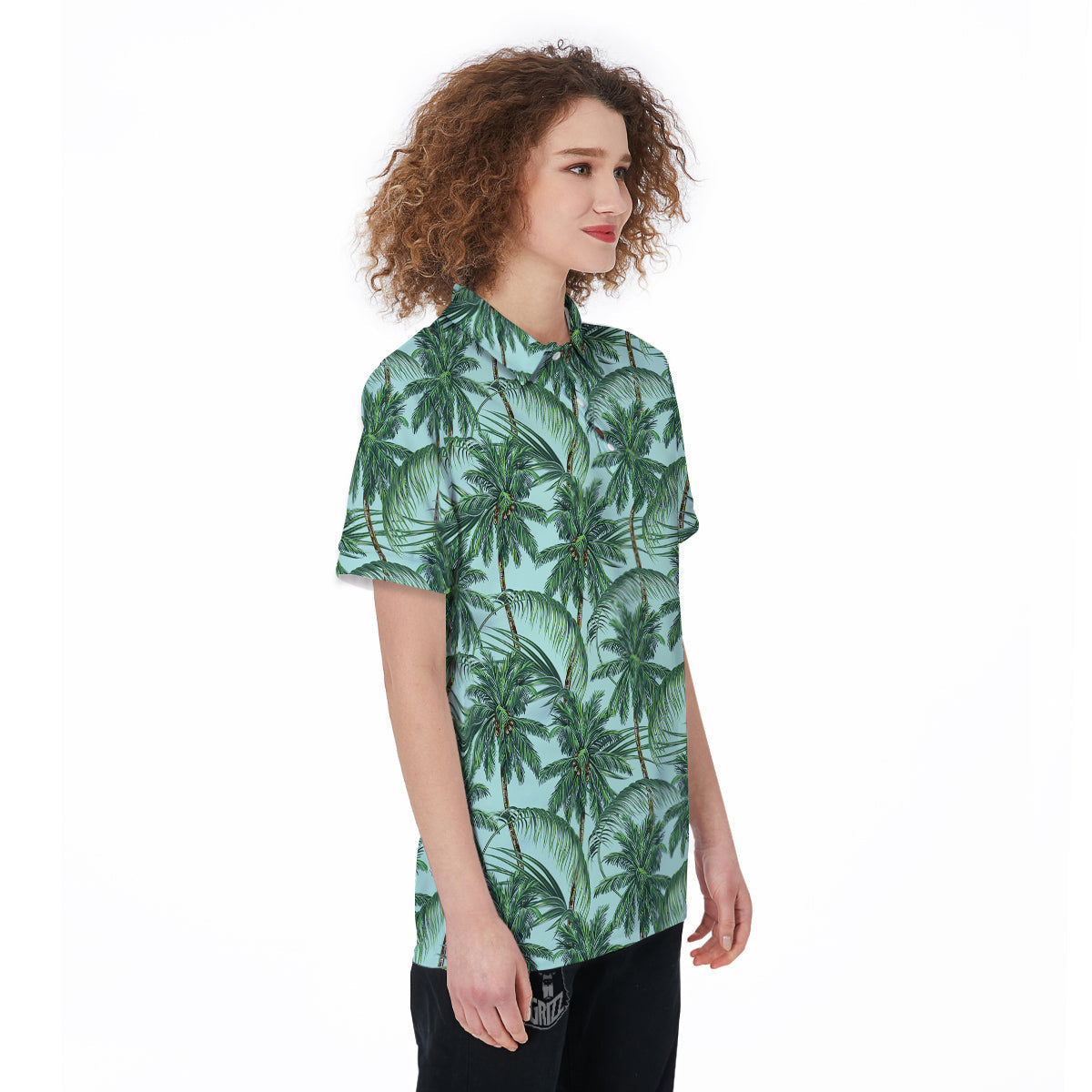 Coconut Leaf Print Women's Golf Shirts-grizzshop