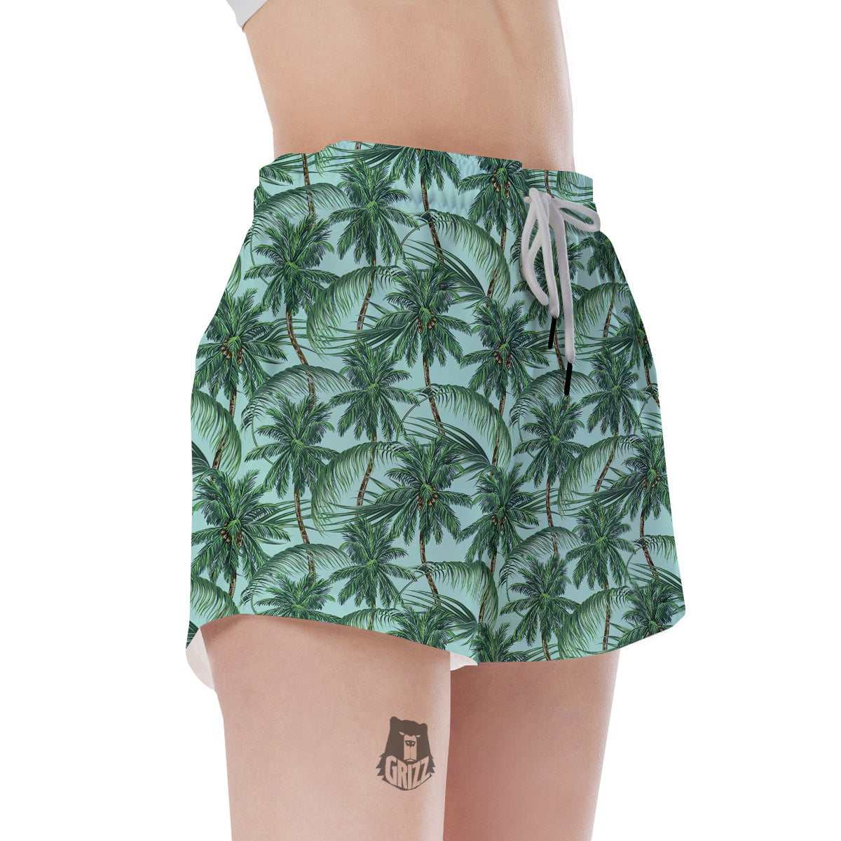 Coconut Leaf Print Women's Shorts-grizzshop