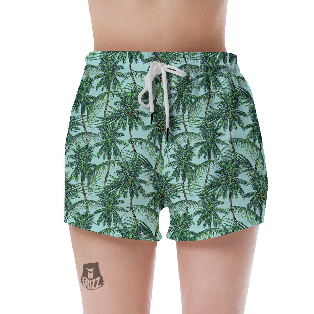Coconut Leaf Print Women's Shorts-grizzshop
