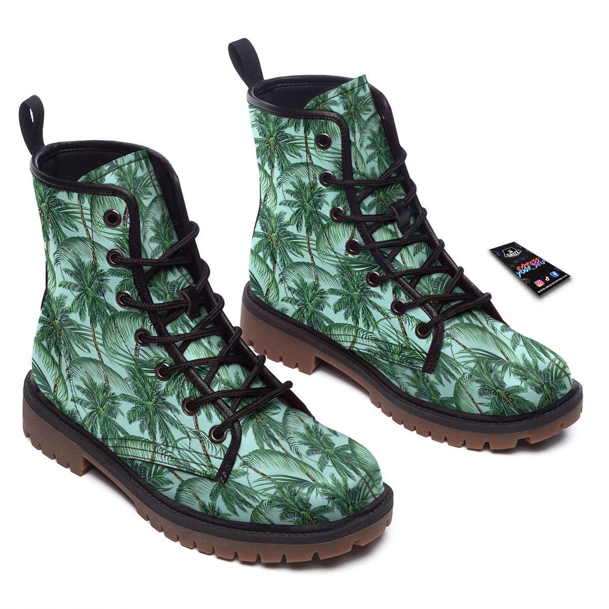 Coconut Leaf Print Work Boots-grizzshop