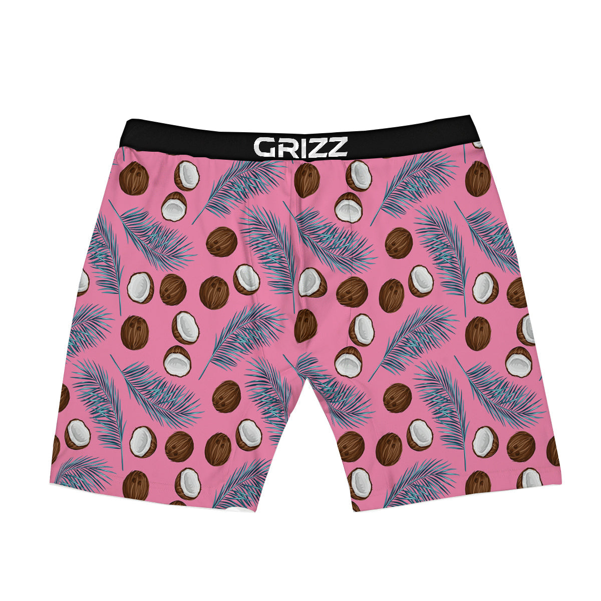 Coconut Pink And Palm Leaf Print Pattern Boxer Briefs-grizzshop