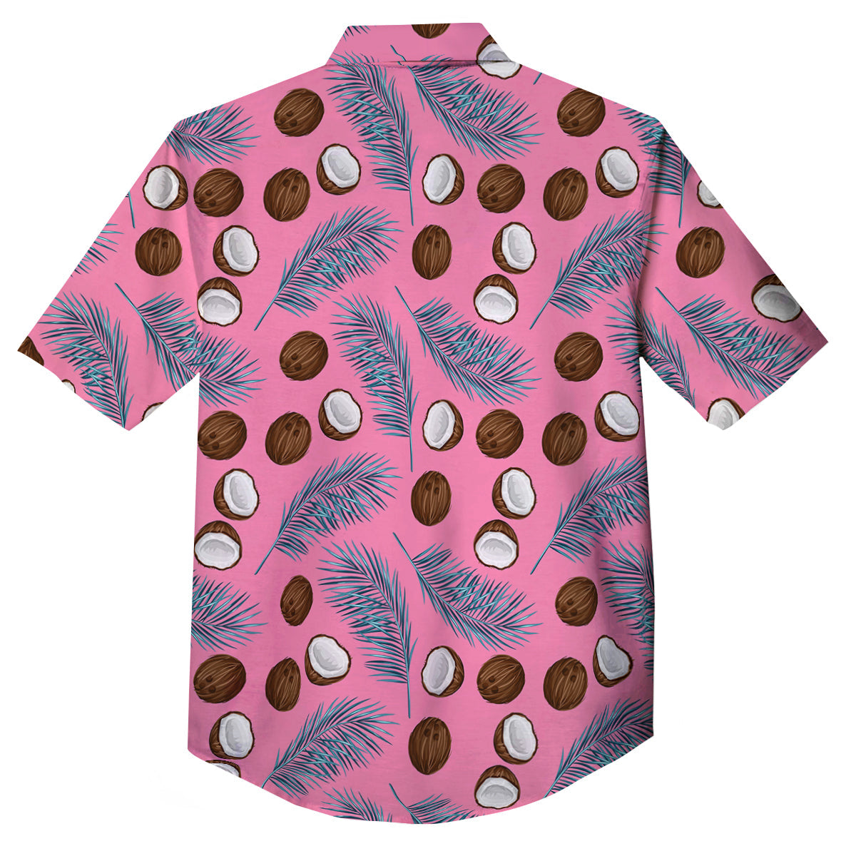 Coconut Pink And Palm Leaf Print Pattern Button Up Shirt-grizzshop