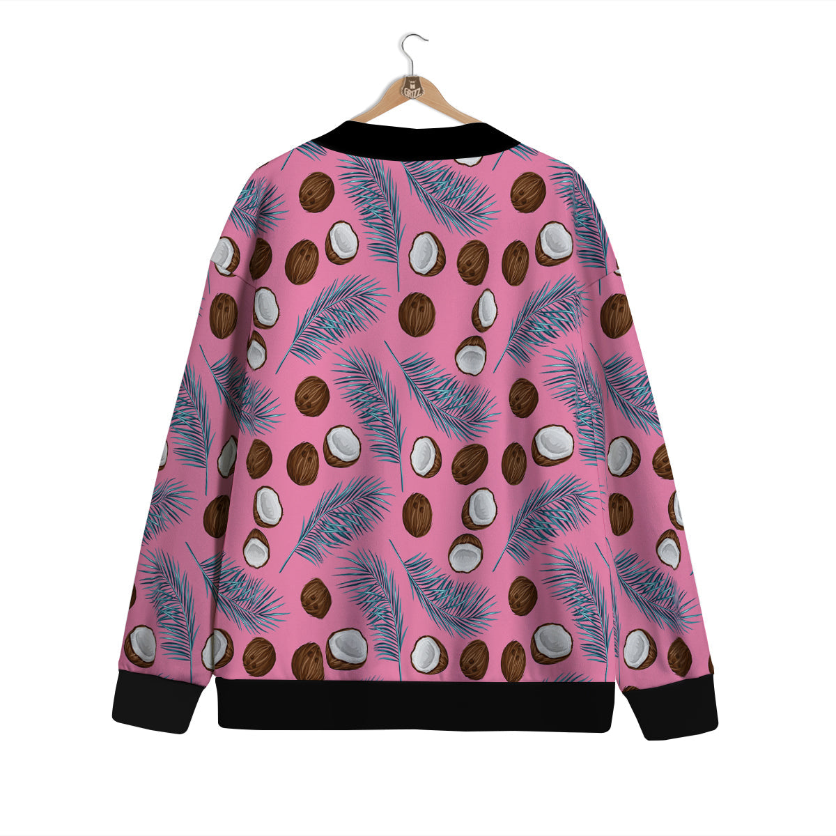 Coconut Pink And Palm Leaf Print Pattern Cardigan-grizzshop