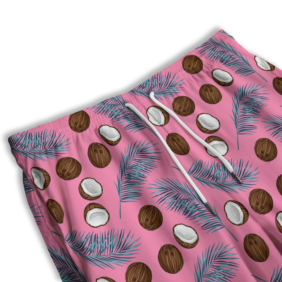 Coconut Pink And Palm Leaf Print Pattern Men's Athletic Shorts