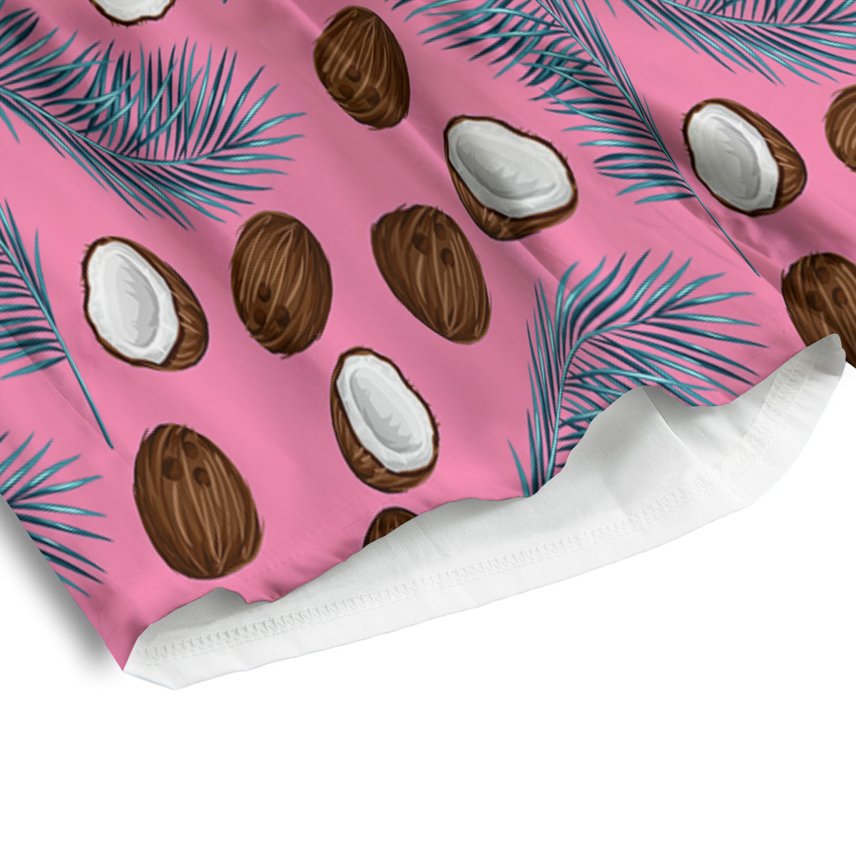 Coconut Pink And Palm Leaf Print Pattern Men's Athletic Shorts