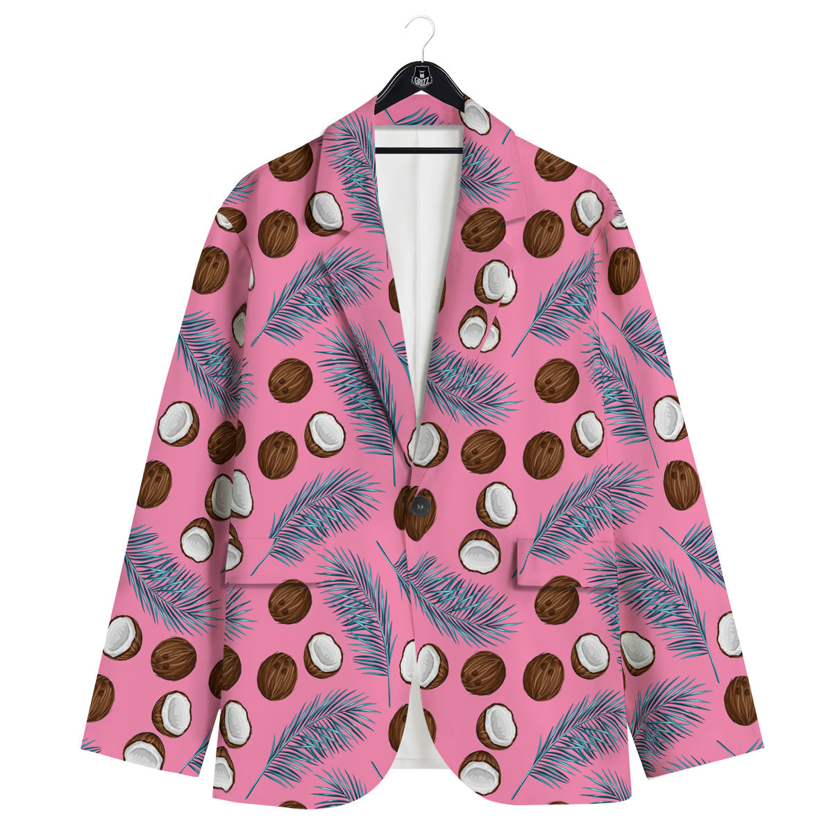 Coconut Pink And Palm Leaf Print Pattern Men's Sport Coat-grizzshop