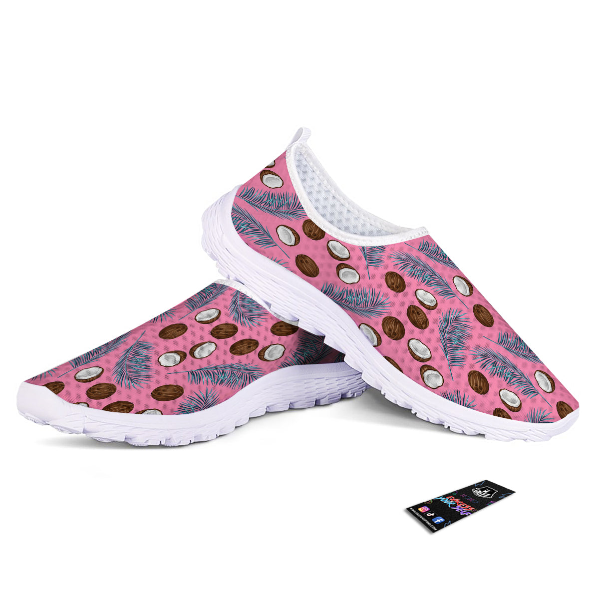 Coconut Pink And Palm Leaf Print Pattern Nurse Shoes-grizzshop