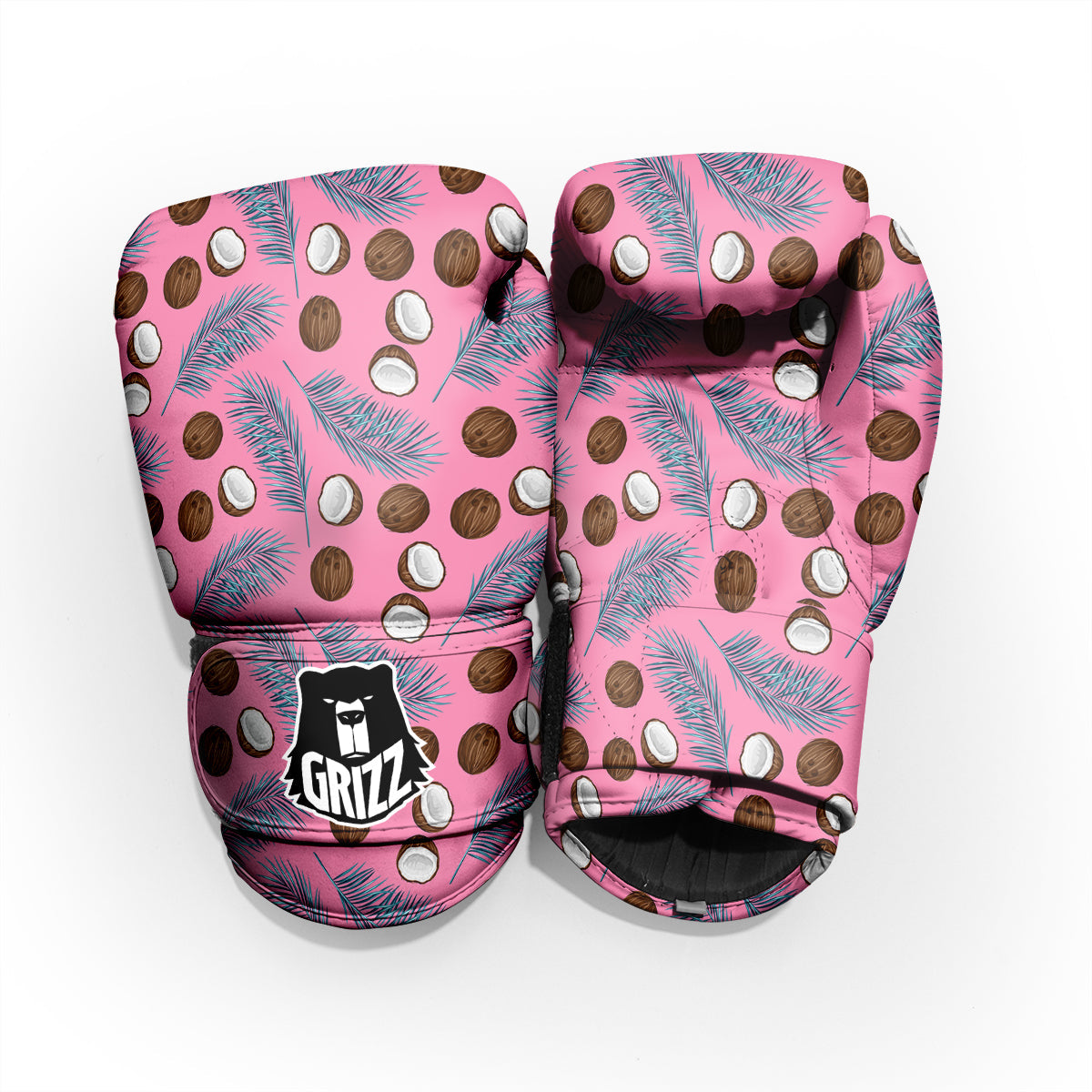 Coconut Pink And Palm Leaf Print Pattern Pro Boxing Glove