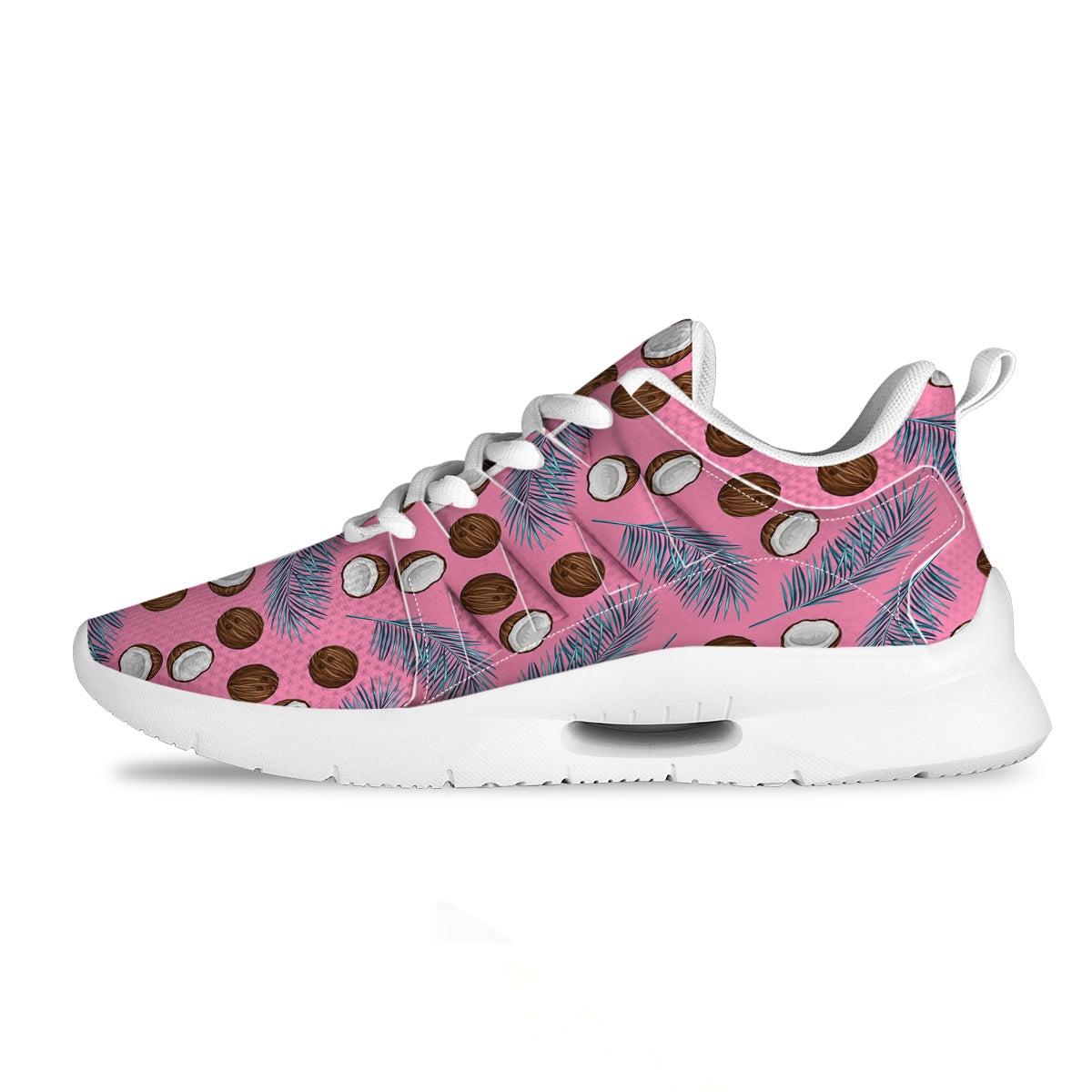 Coconut Pink And Palm Leaf Print Pattern Tennis Shoes-grizzshop