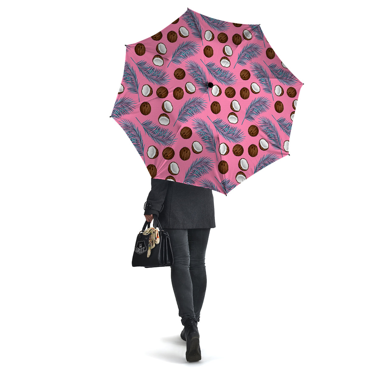 Coconut Pink And Palm Leaf Print Pattern Umbrella-grizzshop