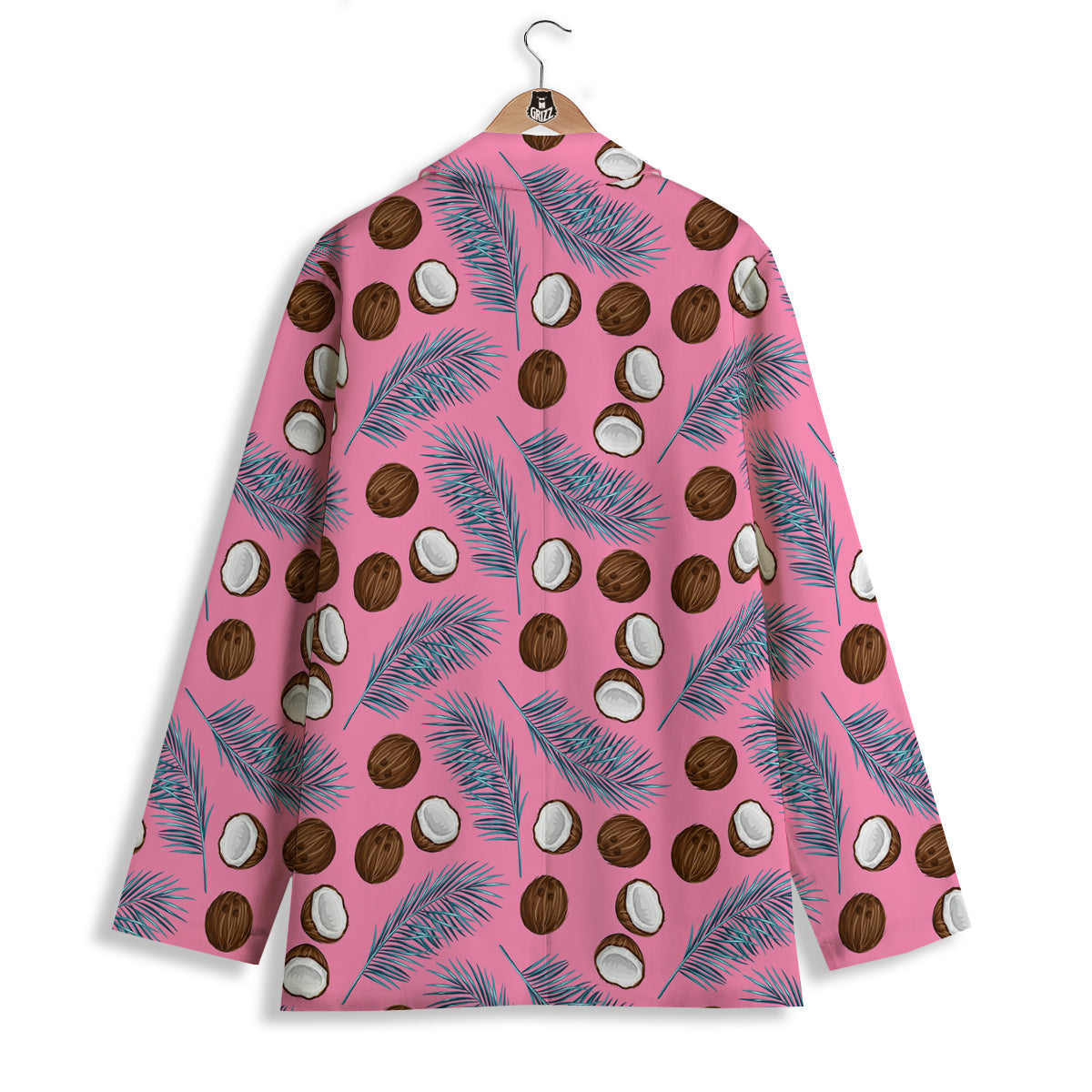 Coconut Pink And Palm Leaf Print Pattern Women's Blazer-grizzshop
