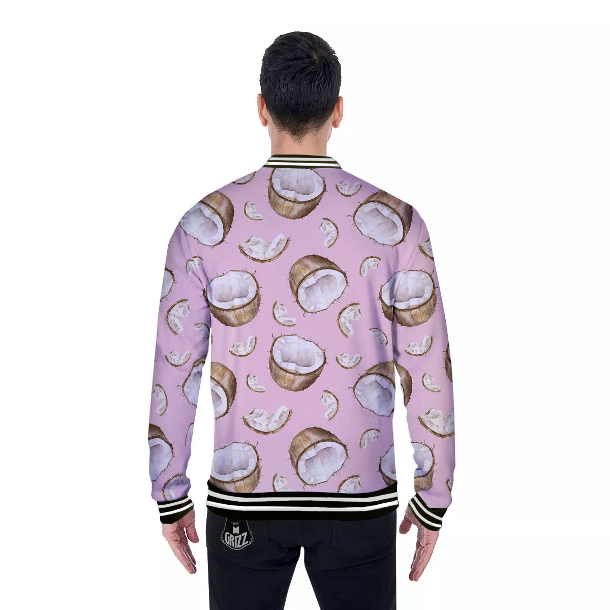 Coconut Pink Print Pattern Baseball Jacket-grizzshop