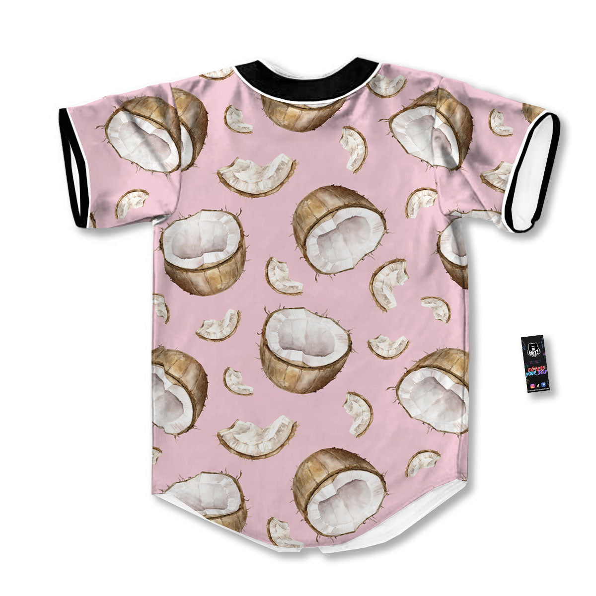 Coconut Pink Print Pattern Baseball Jersey-grizzshop