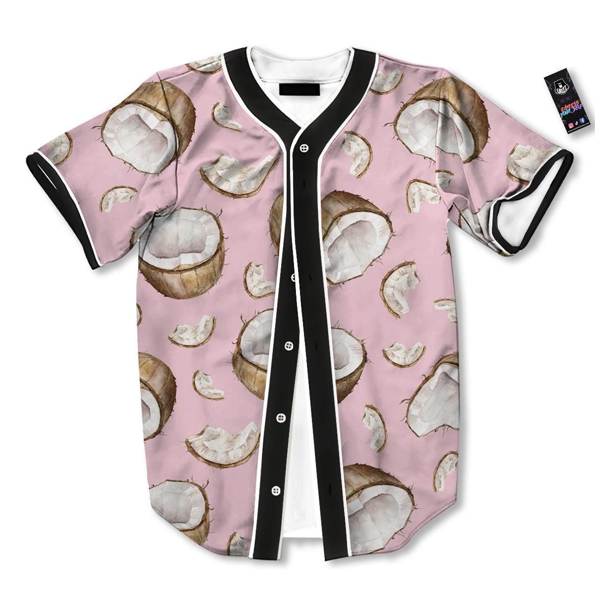 Coconut Pink Print Pattern Baseball Jersey-grizzshop
