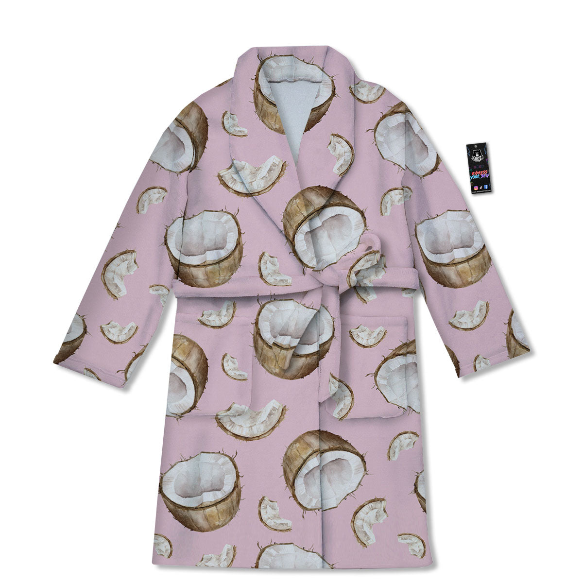Coconut Pink Print Pattern Bathrobe-grizzshop