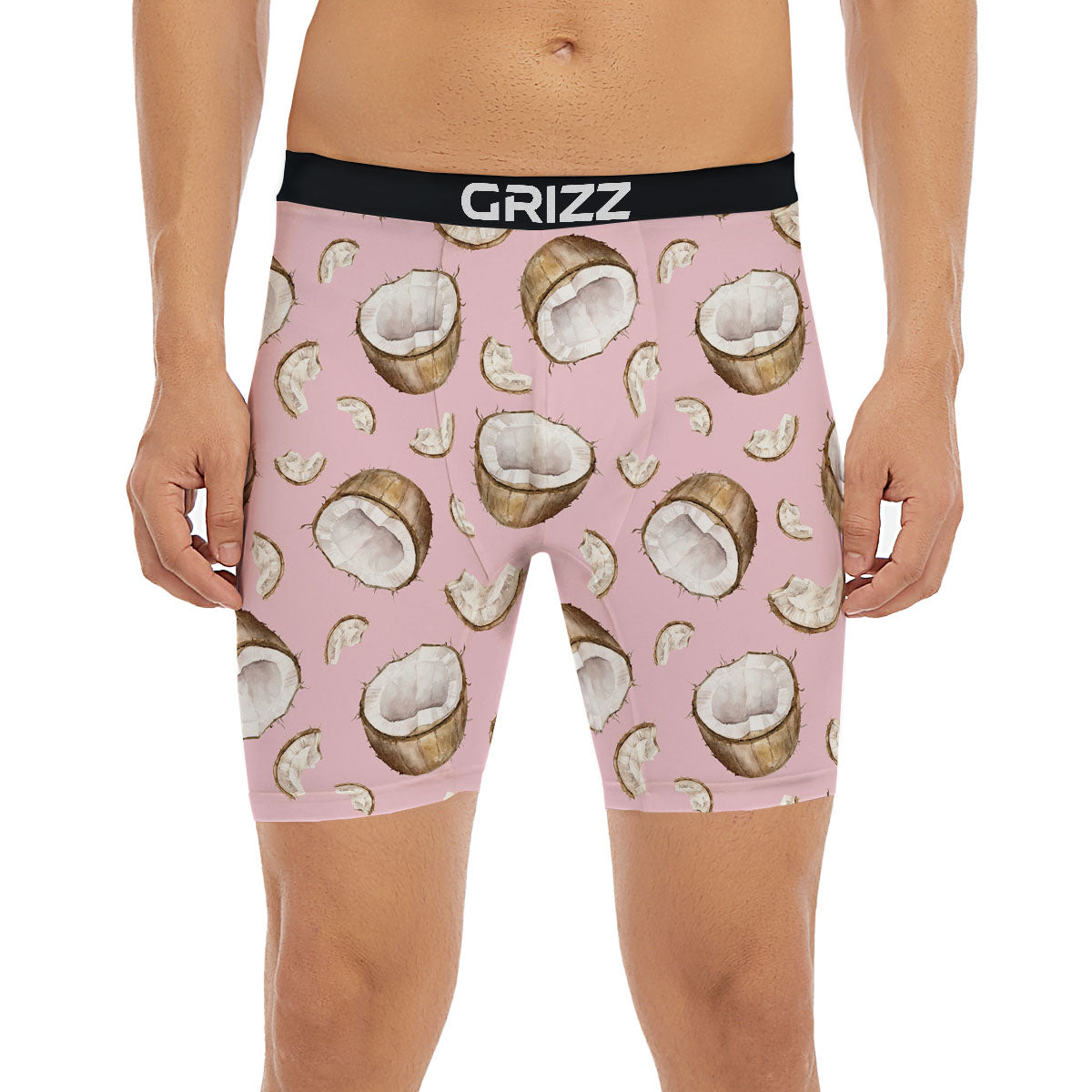 Coconut Pink Print Pattern Boxer Briefs-grizzshop