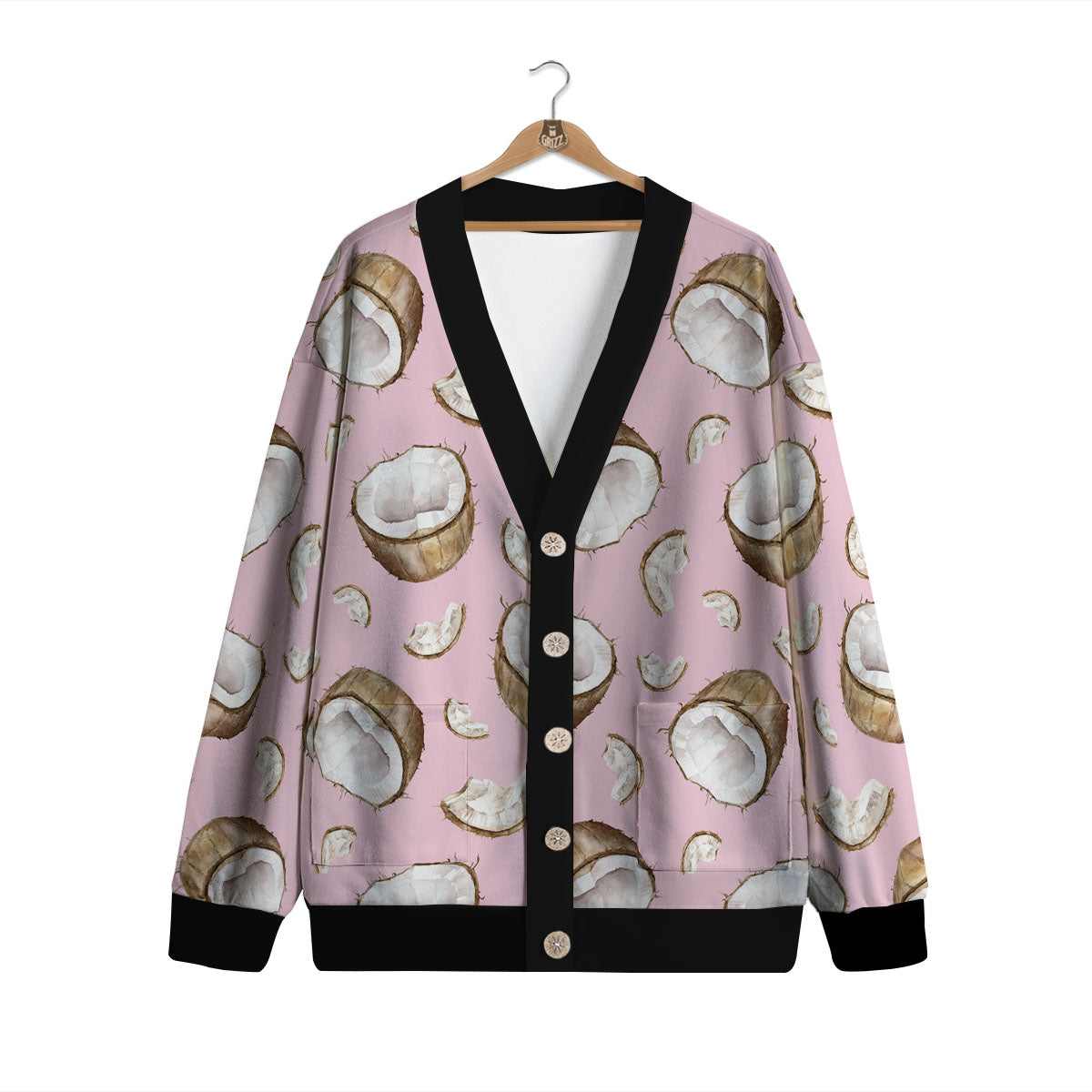 Coconut Pink Print Pattern Cardigan-grizzshop