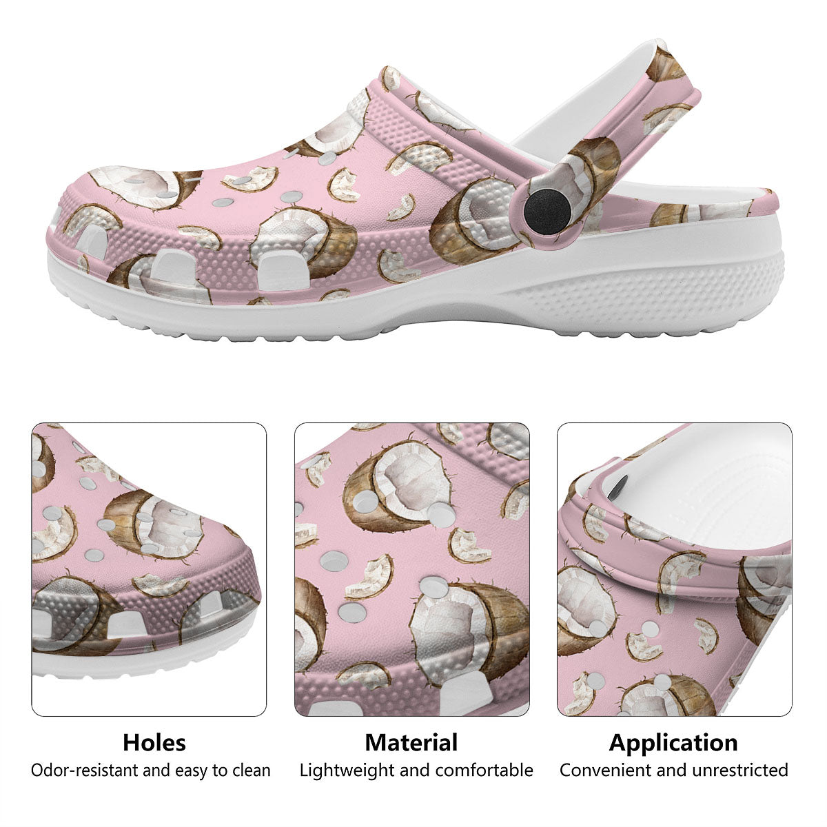 Coconut Pink Print Pattern Clog-grizzshop