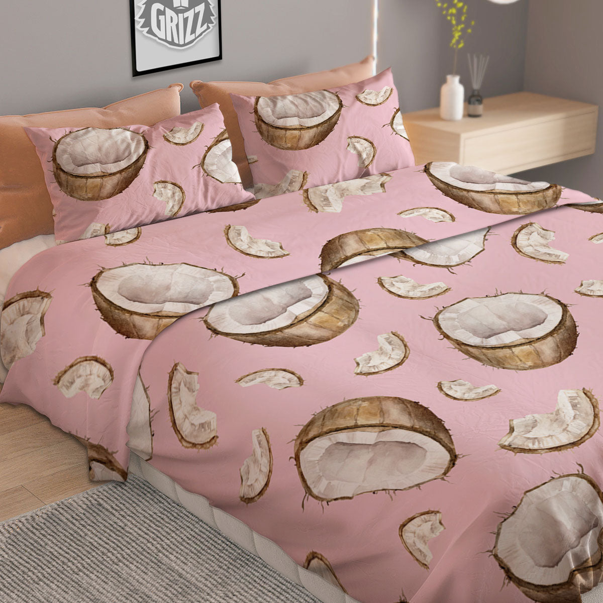 Cherry Blossom Vintage Print Pattern Duvet Cover Bedding Set