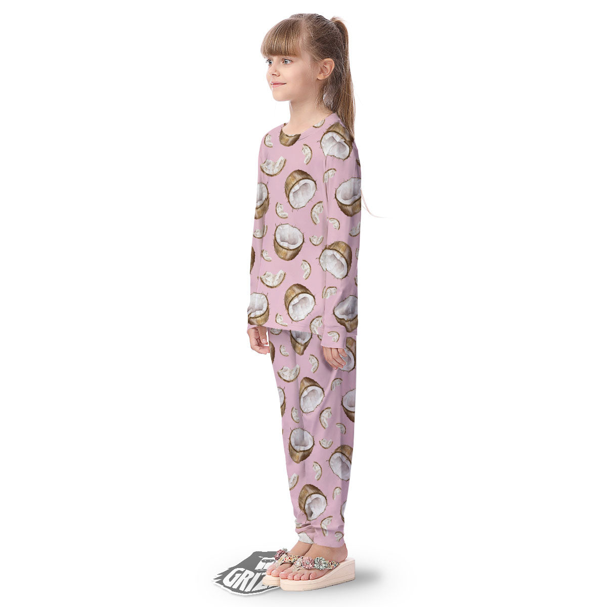 Coconut Pink Print Pattern Kid's Pajamas-grizzshop
