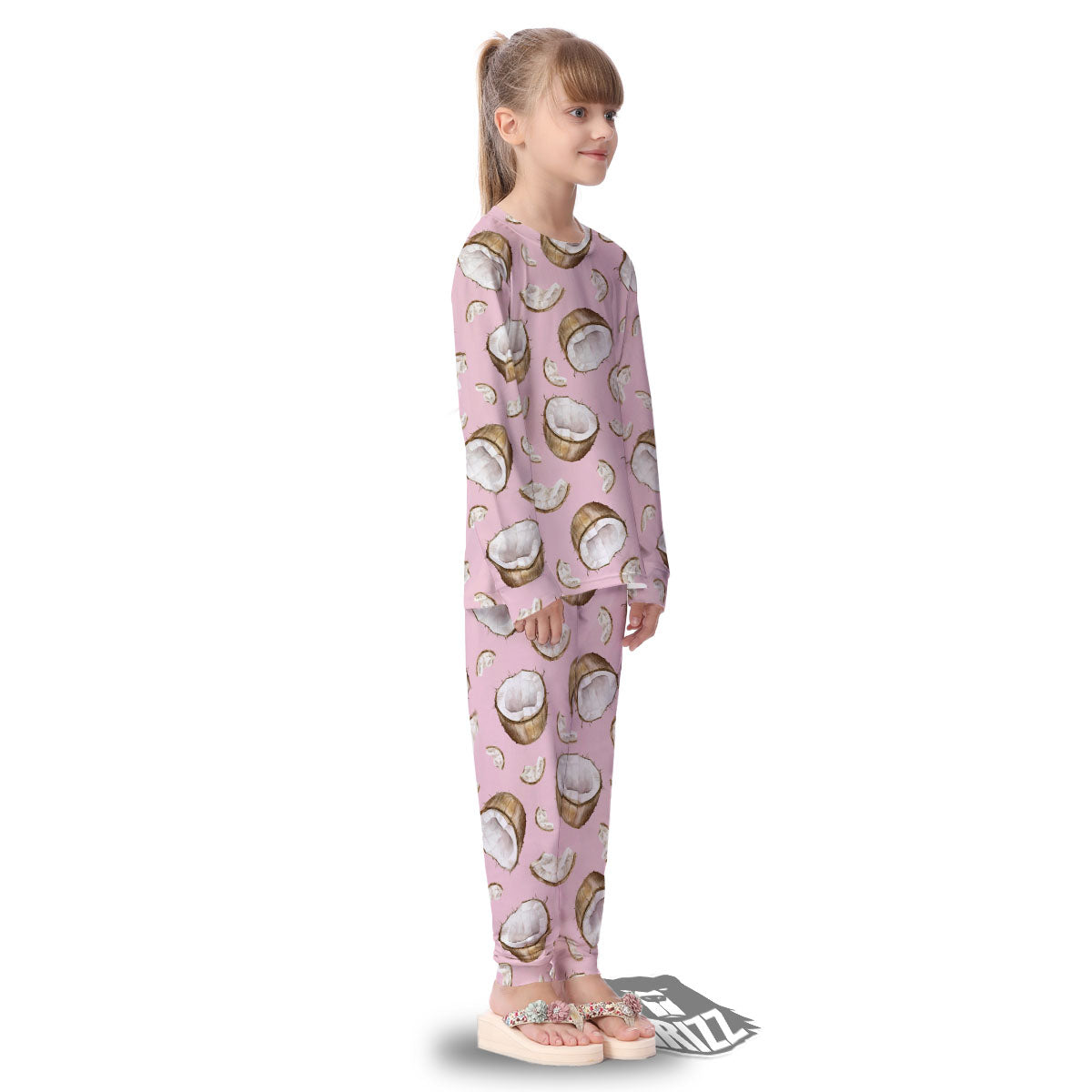 Coconut Pink Print Pattern Kid's Pajamas-grizzshop