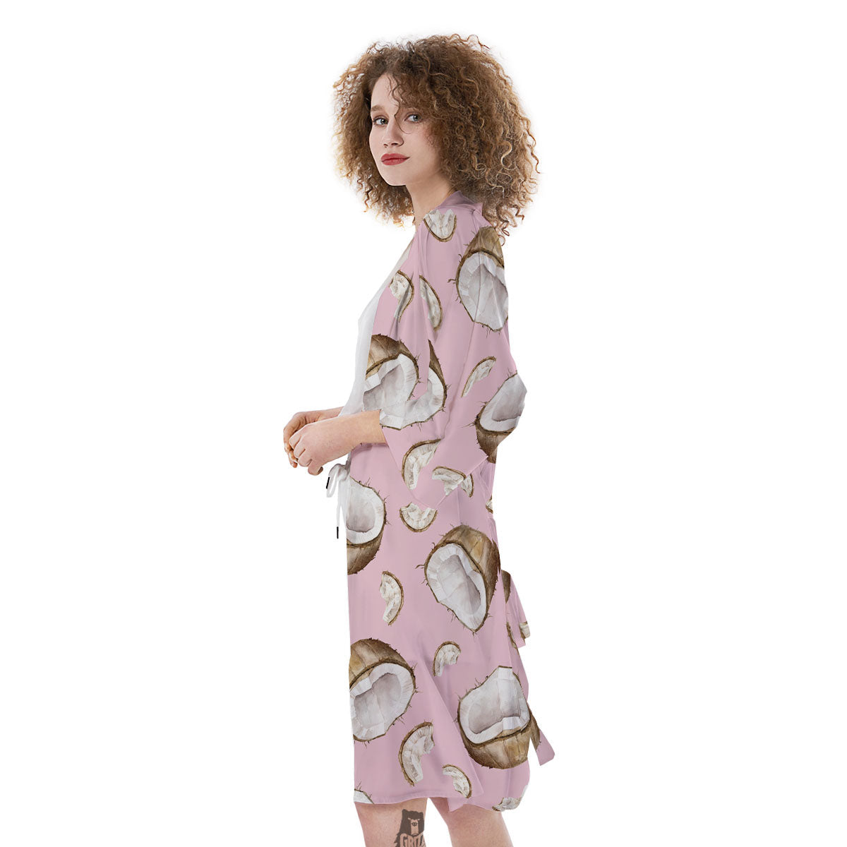 Coconut Pink Print Pattern Kimono-grizzshop