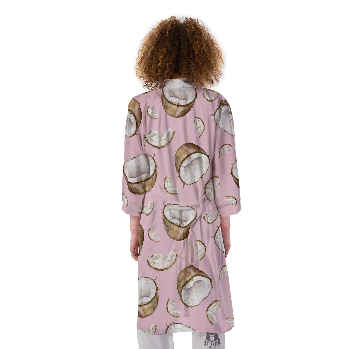 Coconut Pink Print Pattern Kimono-grizzshop
