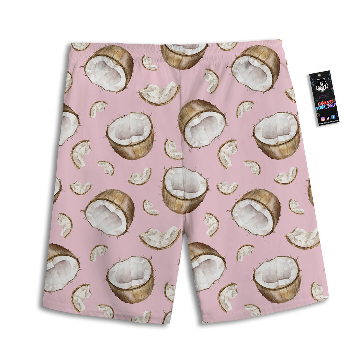 Coconut Pink Print Pattern Men's Athletic Shorts