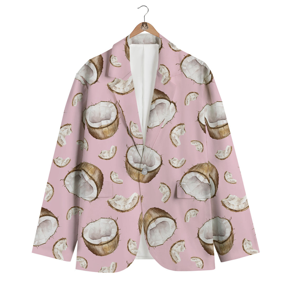 Coconut Pink Print Pattern Men's Blazer-grizzshop