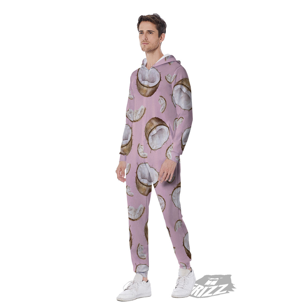 Coconut Pink Print Pattern Men's Jumpsuit-grizzshop