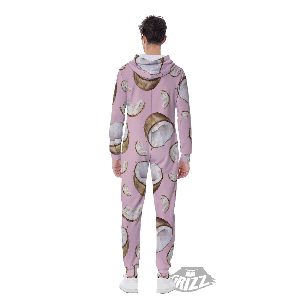 Coconut Pink Print Pattern Men's Jumpsuit-grizzshop