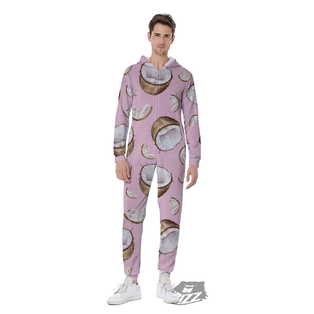 Coconut Pink Print Pattern Men's Jumpsuit-grizzshop