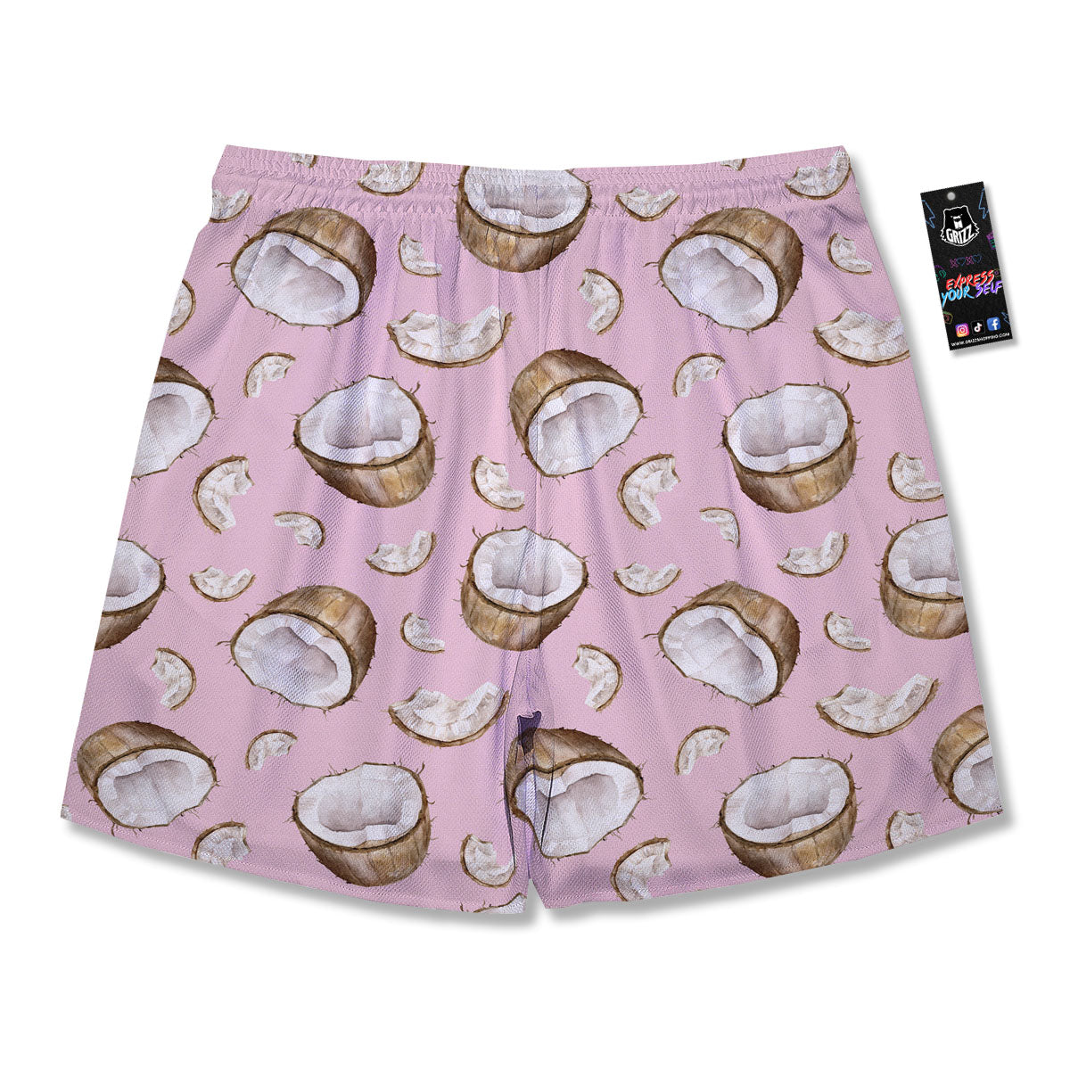 Coconut Pink Print Pattern Men's Running Shorts-grizzshop
