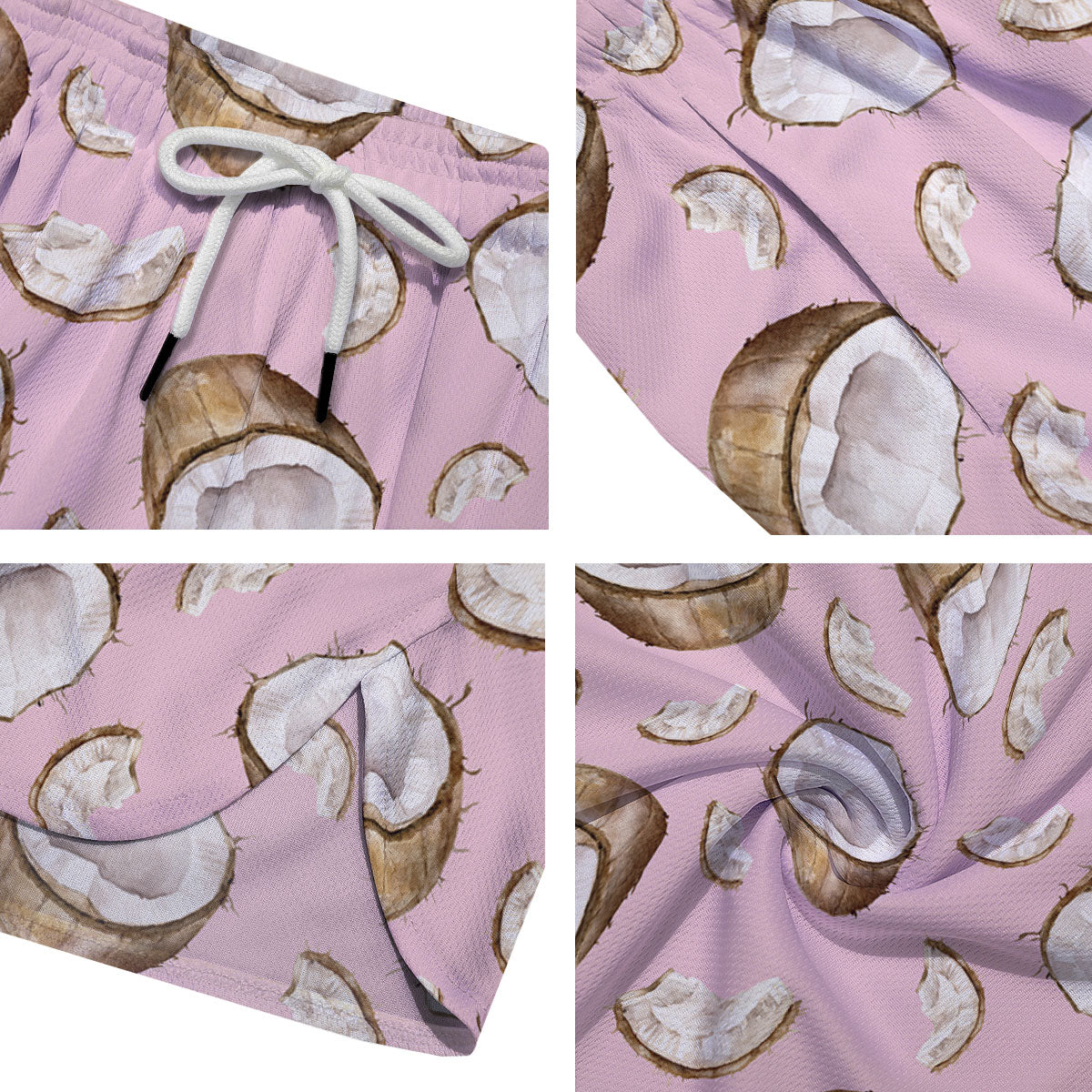 Coconut Pink Print Pattern Men's Running Shorts-grizzshop