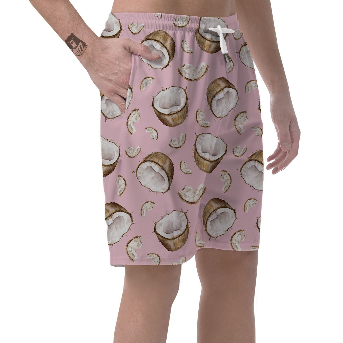 Coconut Pink Print Pattern Men's Shorts-grizzshop