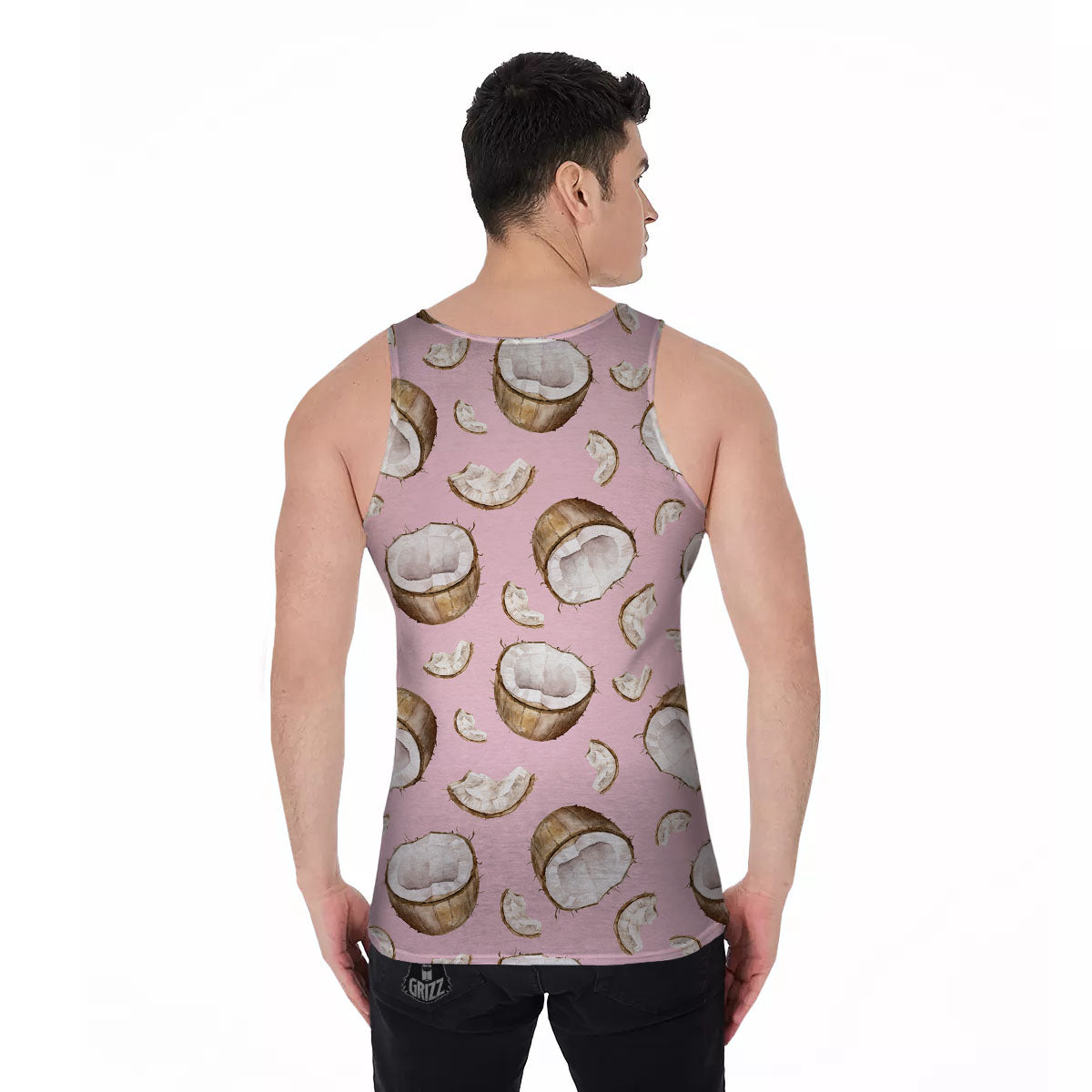 Coconut Pink Print Pattern Men's Tank Top-grizzshop