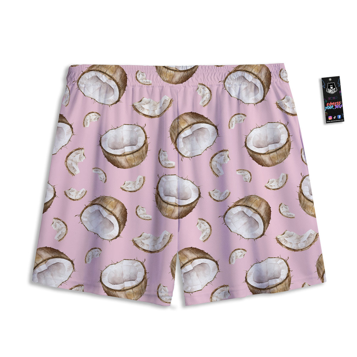 Coconut Pink Print Pattern Mesh Shorts