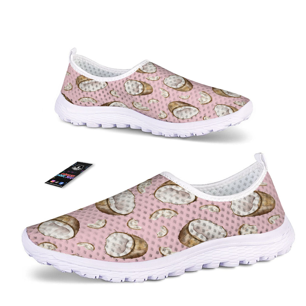 Coconut Pink Print Pattern Nurse Shoes-grizzshop