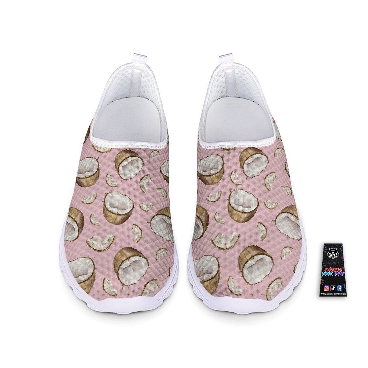 Coconut Pink Print Pattern Nurse Shoes-grizzshop