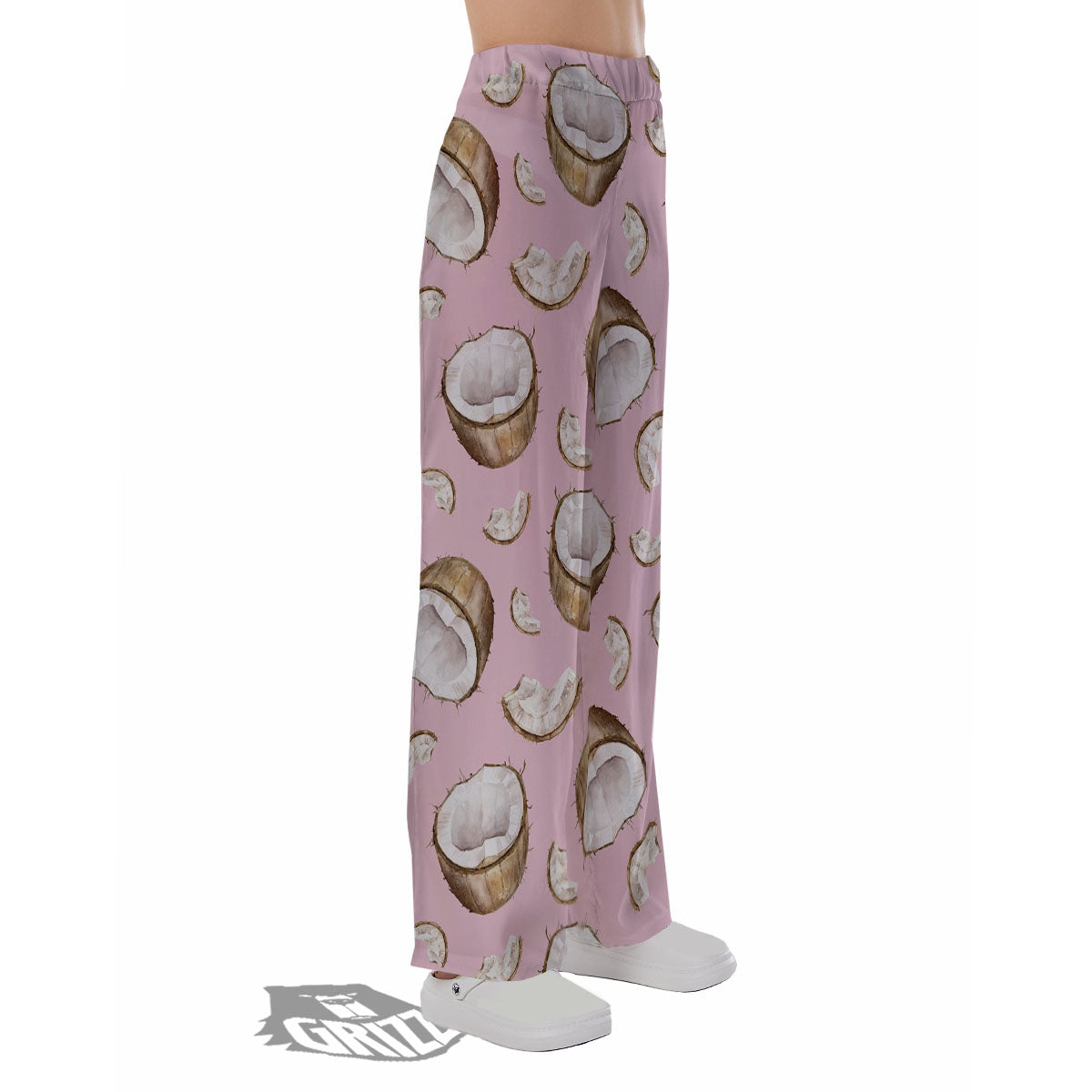 Coconut Pink Print Pattern Pajama Pants-grizzshop