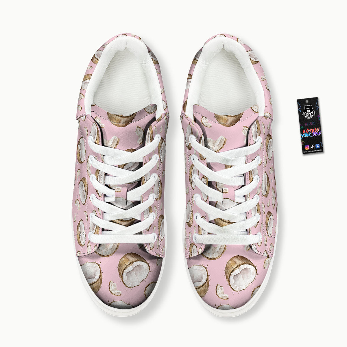 Coconut Pink Print Pattern Platform Shoes-grizzshop