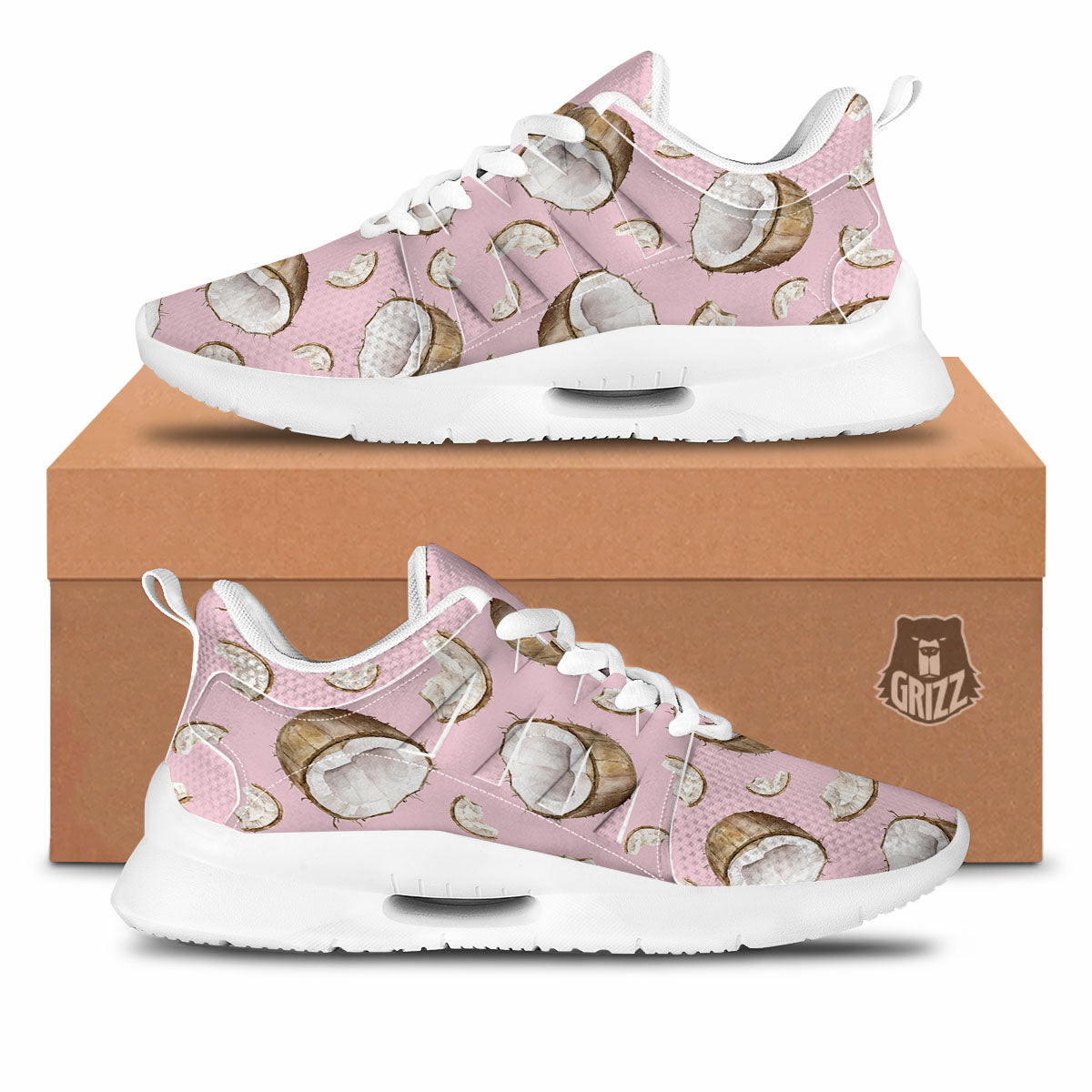 Coconut Pink Print Pattern Tennis Shoes-grizzshop