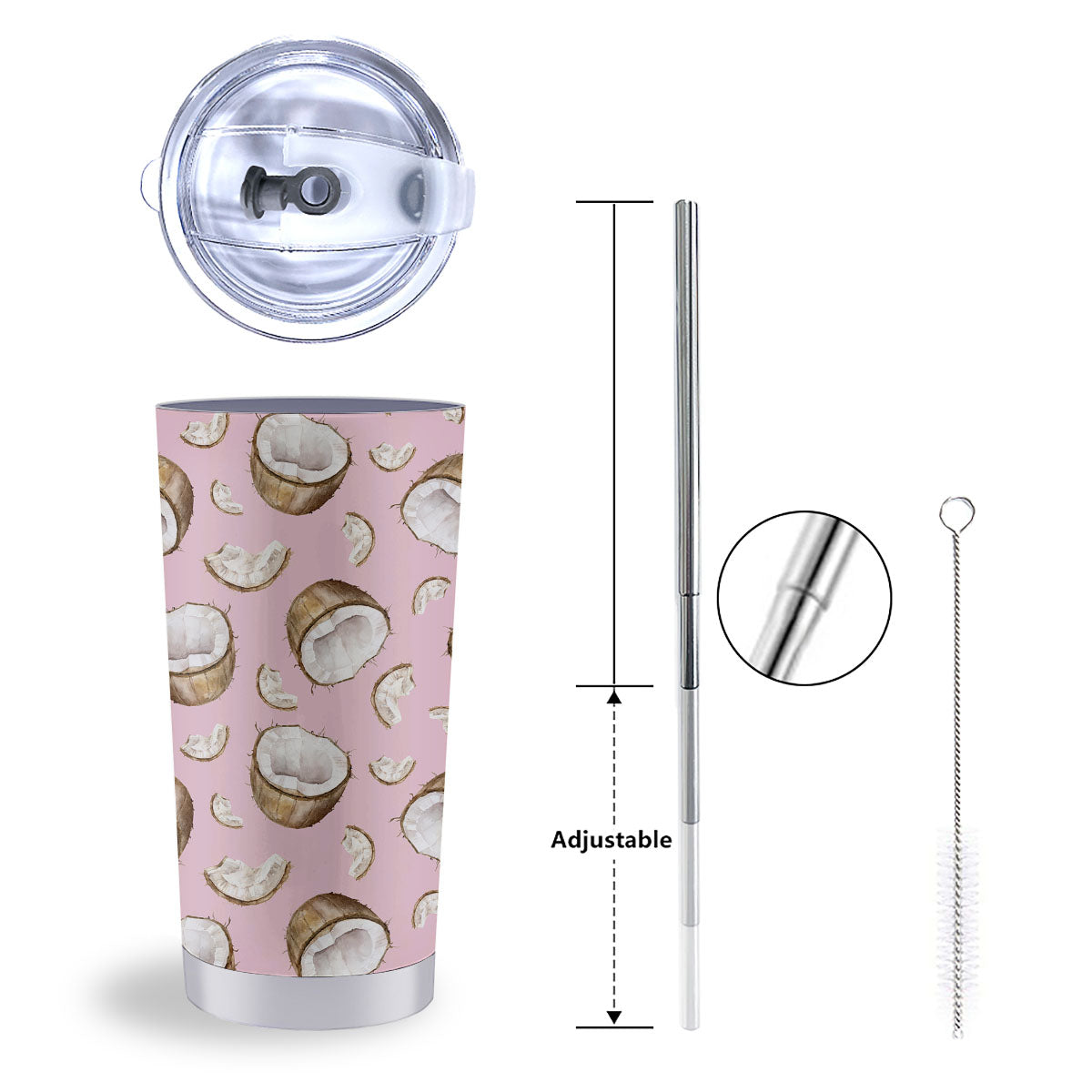 Coconut Pink Print Pattern Tumbler-grizzshop