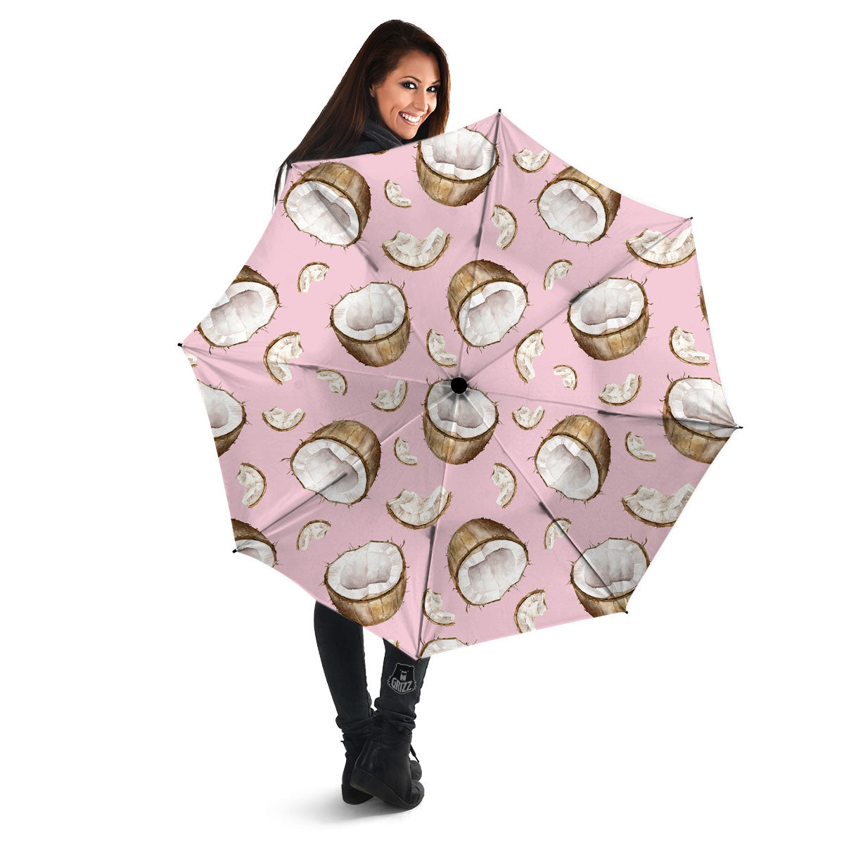 Coconut Pink Print Pattern Umbrella-grizzshop