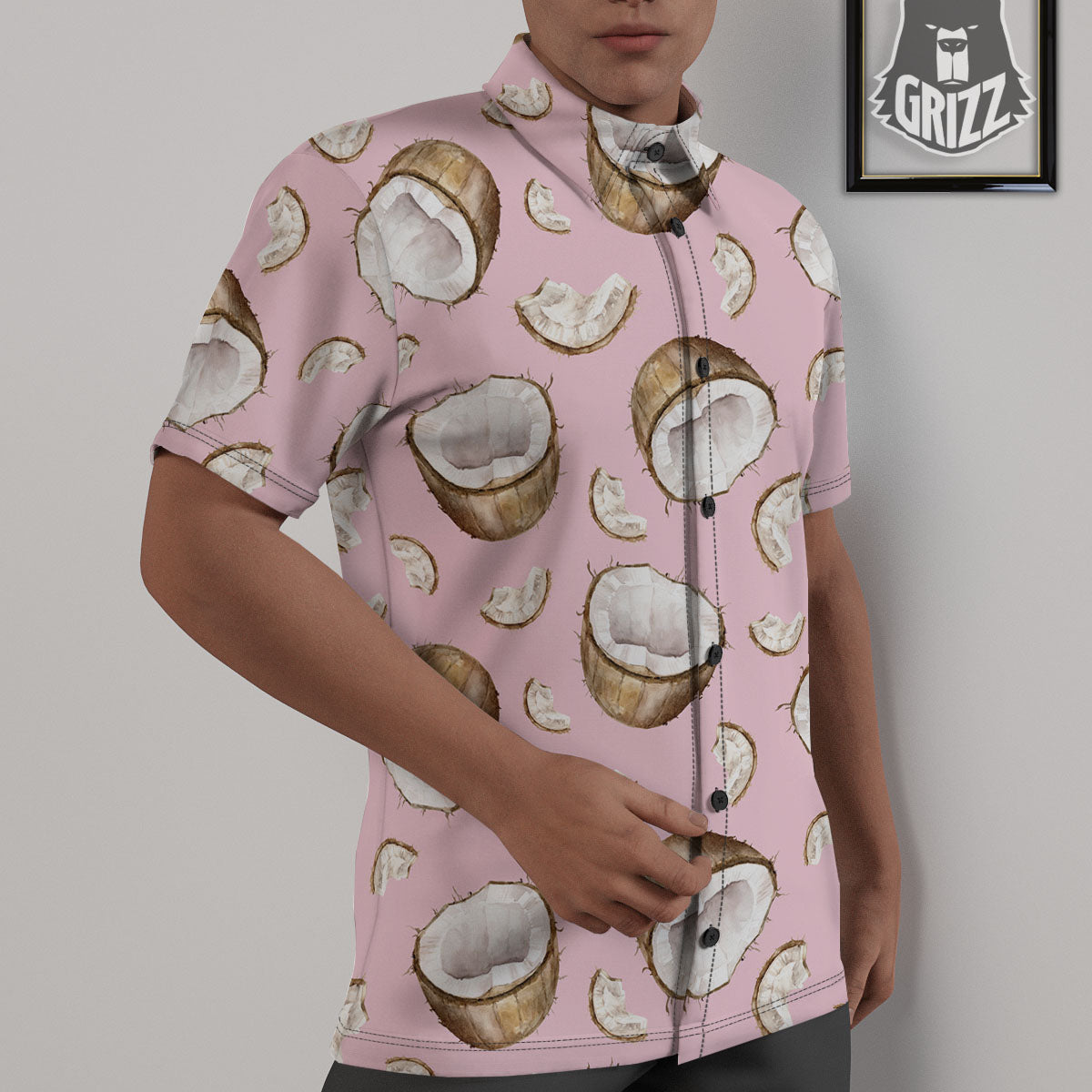 Coconut Pink Print Pattern Untucked Shirts-grizzshop