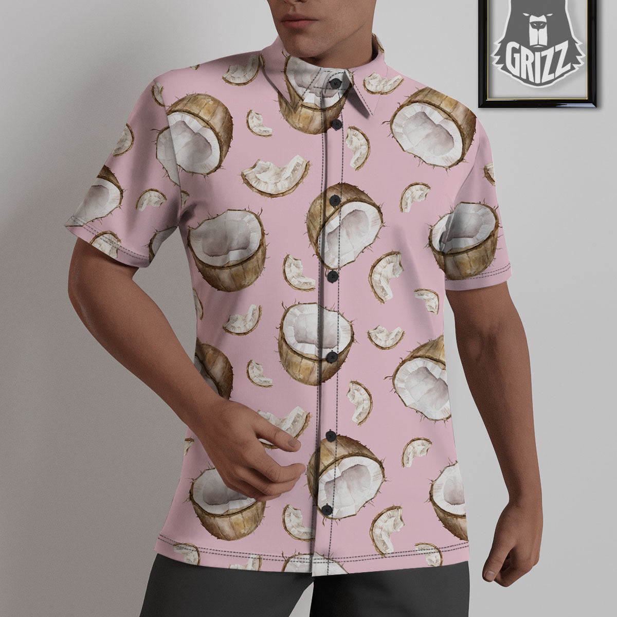 Coconut Pink Print Pattern Untucked Shirts-grizzshop