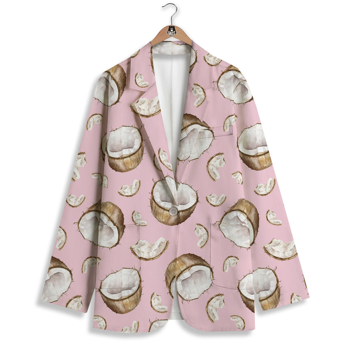 Coconut Pink Print Pattern Women's Blazer-grizzshop