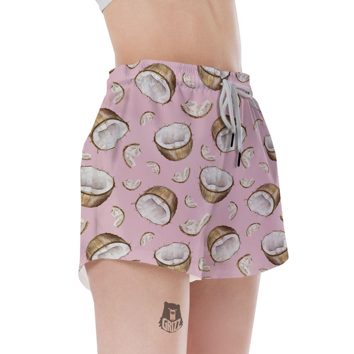 Coconut Pink Print Pattern Women's Shorts-grizzshop