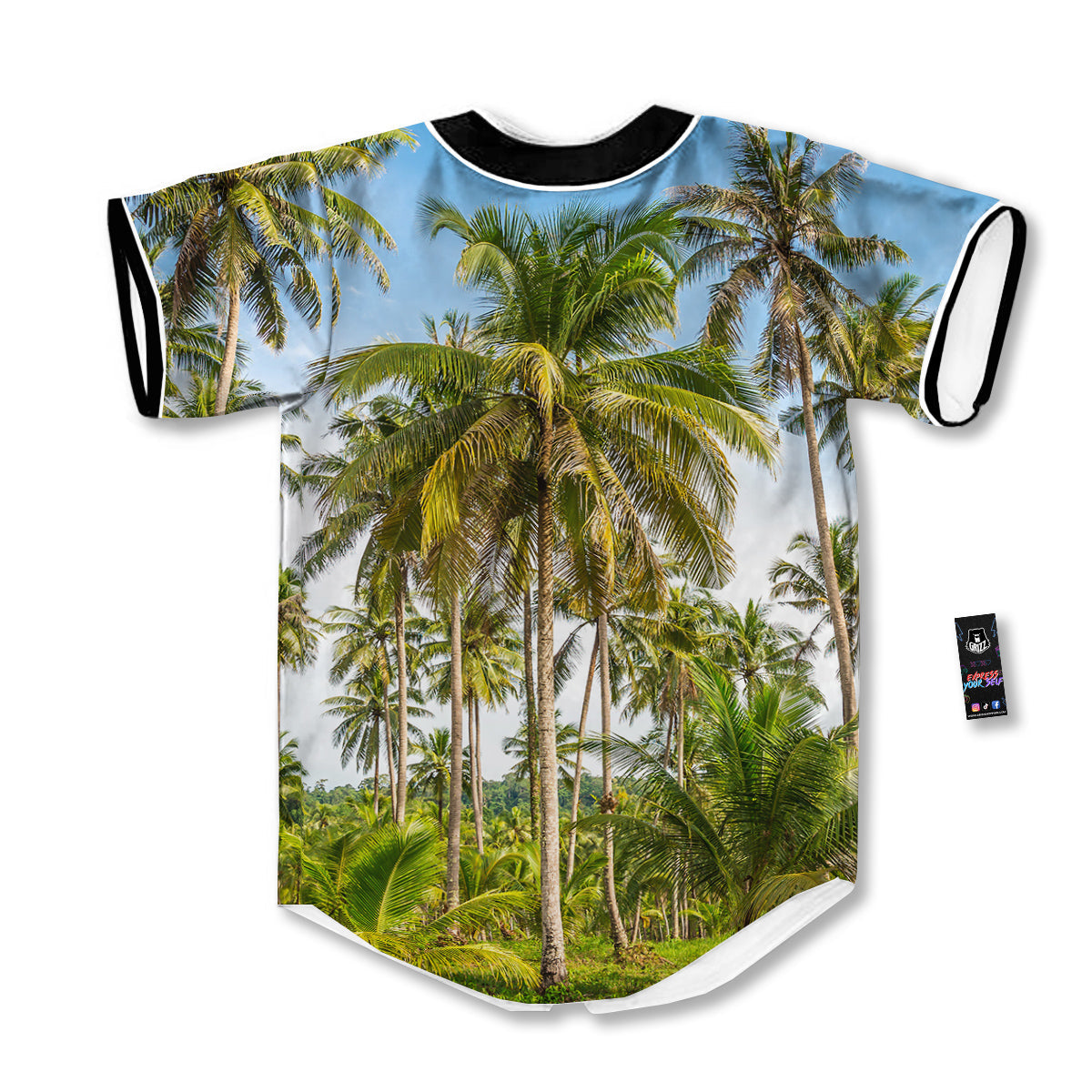 Coconut Tree Print Baseball Jersey-grizzshop